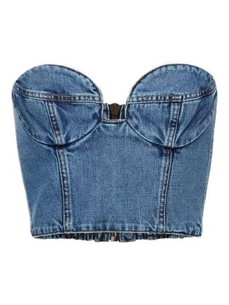 Magda Butrym zip denim tank top - women - Cotton - 36 - Blue