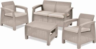 Dmora Dmora - Set salotto da esterno Dolcedo, Salottino outdoor, Set da balcone o giardino, Composizione soggiorno per esterni, 128x70 h79 cm, Bianco