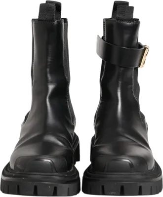 Dolce & Gabbana Black Gold DG Logo Trekking Calf Boots Womens Shoes (Pre-Owned)