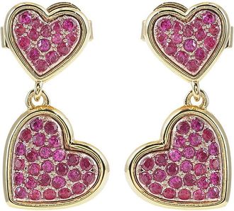 Kate Spade New York Heart Pave Drop Womens Earrings Earring Red, Brass/Cubic Zirconia/Glass