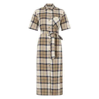 Barbour Shirt Dresses, female, Multicolor, Size: M Fern Tartan Midi Dress