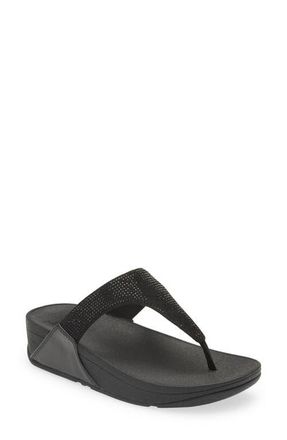 FitFlop Lulu Crystal embellished toe-post sandals in All Black at Nordstrom, Size 6