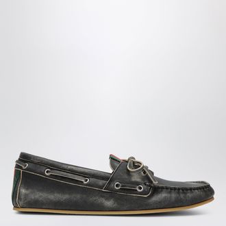 Gucci Black boat shoes with washed effect
