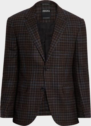 Ermenegildo Zegna Mens Check Winter Crossover Notch-Lapel Sport Coat