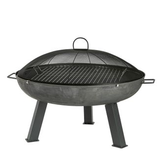 Harbour Housewares 75cm Cast Iron Fire Pit BBQ - Outdoor Garden Patio Fire Bowl Heater in Grey