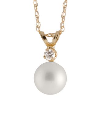Splendid Pearls 14K 0.10 Ct. Tw. Diamond & 8-8.5Mm Akoya Pearl Necklace