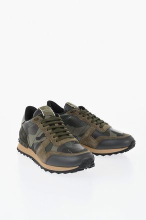 Valentino GARAVANI Sneakers Basse in Pelle e Tessuto Motivo Camouflage Valentino