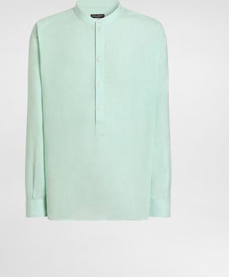 Dolce & Gabbana Linen Shirt - Man Shirts Azure Linen 37