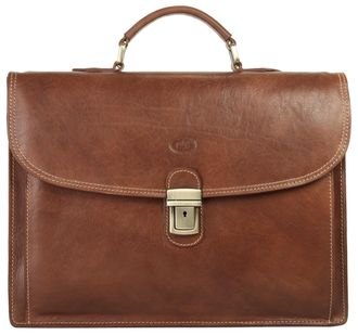 Pik&eacute; Aktentasche PIK&Eacute;, Herren, Gr. B/H/T: 41cm x 32cm x 14cm onesize, braun, Leder, gepflegt, Taschen Aktentasche, echt Leder, Made in Italy