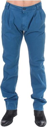 Gianfranco Ferre Elegante Katoenen Chinos - Heren - Slim Fit Jeans - Blauw - L - Katoen - Jeans