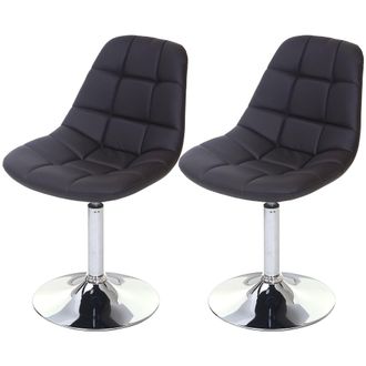 Hhg Nunca Usado] Juego De 2 Sillas De Comedor Hhg 837, Silla Giratoria, Cromo, Polipiel Marr&oacute;n