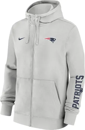 Nike New England Patriots Club Nike Mens NFL Full-Zip Hoodie in Grey | 01NC0BB8K-1LR