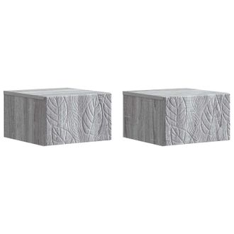 vidaXL Mesita De Noche De Pared 2 Pcs Sonoma Gris 49 X 34,5 X 20 Cm Vidaxl
