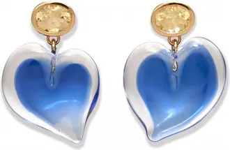 Lizzie Fortunato Womens Dali Heart Earrings In Blue