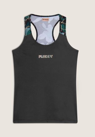 Freddy Tanktop FREDDY TankTops F4WSFK4, Damen, Gr. XL, schwarz (schwarz, all flow gr&uuml;n, bronze), Obermaterial: 94% Polyester PES. 6% Elasthan EL., Tops Tankt