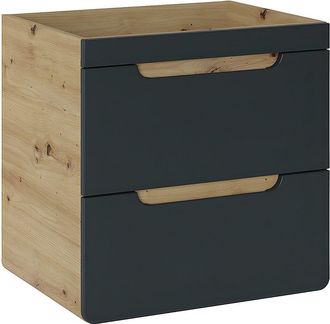 Vente-Unique Mueble de lavabo suspendido color natural y antracita - 60 cm - ARUBA