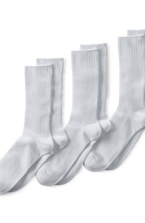 Lands End Crew Socks 3 Pack in White at Nordstrom, Size Large