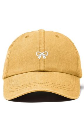 Dalix Bow Dad Cap in Washed Gold at Nordstrom