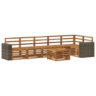 vidaXL Conjunto De Sof&aacute; Seccional 7 Pcs Natural Vidaxl