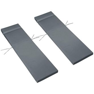 OUTSUNNY Set of 2 Sun Lounger Cushions ONLY, Replacement Cushions in Dark Grey
