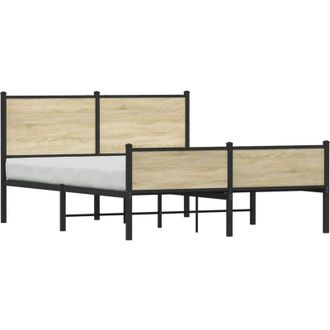 vidaXL Estructura De Cama Sin Colch&oacute;n Metal Roble Sonoma 150x200 Cm Vidaxl