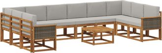 vidaXL Conjunto De Sof&aacute;s De Exterior 11 Uds. Natural Y Gris Claro Vidaxl