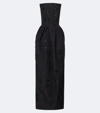 Carolina Herrera Embellished strapless silk bustier gown