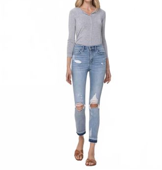 Flying Monkey Beachin Mid Rise Crop Ankle Skinny Jean In Blue