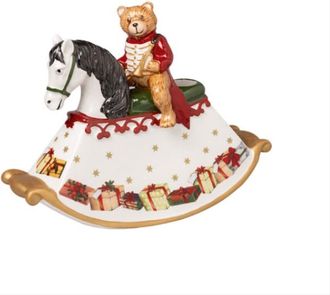 Villeroy & Boch Candelabro Con Forma De Osito De Peluche Sobre Un Caballito Mecedor De Villeroy & Boch