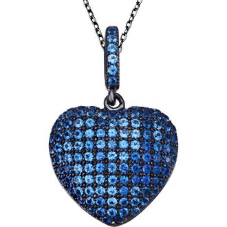 Suzy Levian Blue Sterling Silver CZ Heart Pendant Necklace at Nordstrom Rack