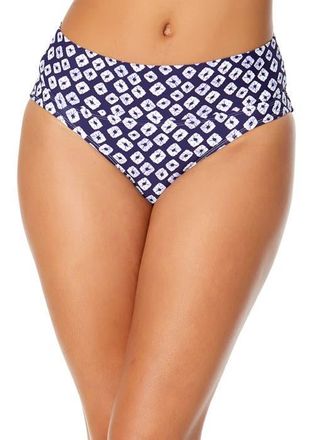 Anne Cole Womens Shibori Geo Soft Band Mid Rise Bikini Swim Bottom in Blue at Nordstrom, Size X-Small