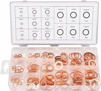 OEM 150 Piezas, 15 Especificaciones, Juntas De Anillo De Sellado, Kit Surtido De Arandelas De Cobre, Juntas De Anillo De Sellado De Arandelas De Cobre Con