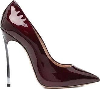 Casadei 100 mm pumps met metallic hak en puntige neus - Rood