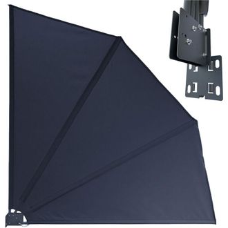 Quick-Star Quick-star - Sichtschutz F&auml;cher 140 X 140 Cm Easy Mount Grau Balkon Trennwand Windschutz Sonnenschutz