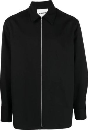 Jil Sander Long Sleeve Tops - Heren - Casual Overhemden - Zwart - XL - Polyester - Overhemden