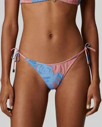 Lords of Harlech Monstera Floral Womens Bikini Bottom in Monstera Floral Coral at Nordstrom, Size Xxx-Large