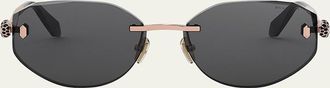 Bulgari Serpenti Forever Rimless Oval Metal Sunglasses