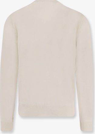 HUGO BOSS Mens Crew-Neck Wool-Silk-Cashmere Sweater White Wool Silk Cashmere