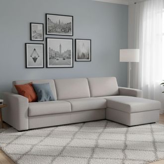 Dmora Sofa Cama Dabakar, Sof&aacute; De Esquina, 100% Made In Italy, Sof&aacute; Con Apertura Giratoria, Con Contenedor Reversible Peninsula, Con Reposabrazos Est&aacute;ndar, C