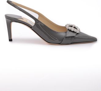 Jimmy Choo London Storm Grey Patent Leather Chery SB 65 Womens Pumps