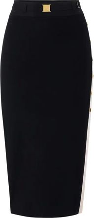 Elisabetta Franchi knit side-slit midi skirt - women - Viscose/Polyamide - 38 - Black