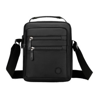 Generic Compatible For Mens large capacity multi-layer Shoulder Bag(Black)