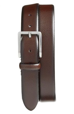 Johnston & Murphy Leather Belt in Brown Italian Grain Leather at Nordstrom, Size 32