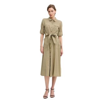 DKNY Dkny, Kleedjes, Dames, Groen, S, Polyester, Maxi Shirt Dress