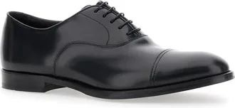 Doucal's Mens Oxford Lace-Up Shoes Black Leather Calf Flat