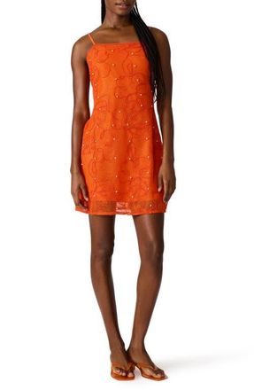 Steve Madden Maureene Bead Sleeveless Minidress in Salsa Red at Nordstrom, Size X-Small