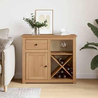 Berkfield Home Sideboard with Drawer Panama 93x40x80 cm Solid Wood Pine in Brown | Size: 93 x 40 x 80 cm
