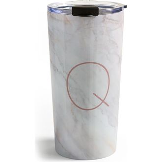 Deny Designs Marbled Monogram Travel Mug in Q at Nordstrom