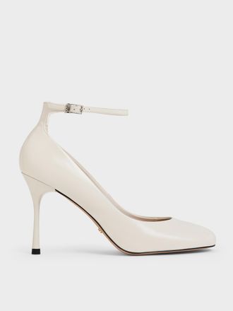 Charles & Keith Aretha Patent Leather Ankle-Strap Stiletto-Heel Pumps
