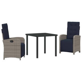 Berkfield Home 3 Piece Garden Dining Set Grey Poly Rattan